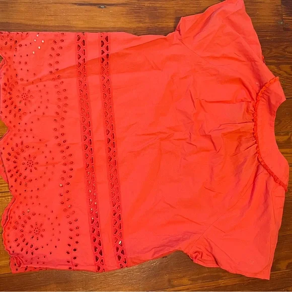 Madewell Red/Orange Eyelet Women's Top size small - Picture 4 of 4